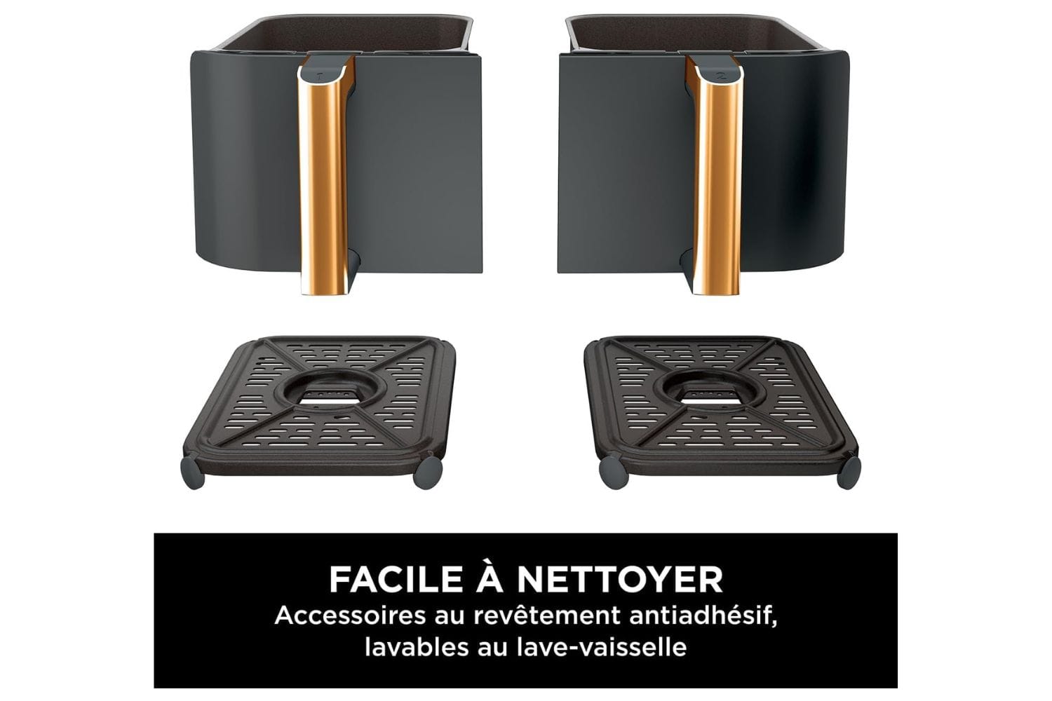 les bacs d'1 air fryer Ninja Foodi MAX Dual Zone pour illustrer l'article Ninja Foodi MAX Dual guide d'achat